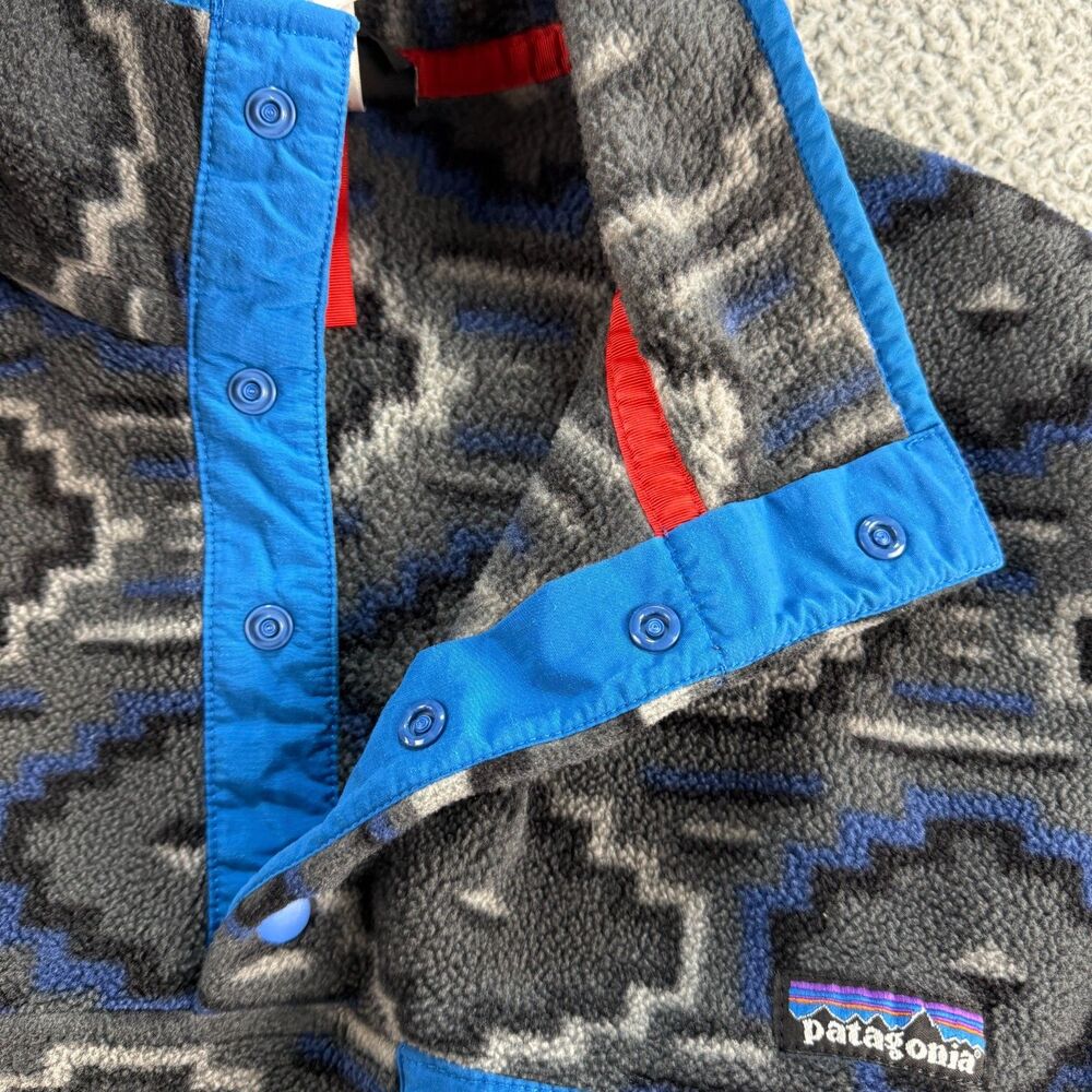 Patagonia Synchilla Snap-T Fleece Jacket Mens XS Gray Blue Yanaba Aztec Tribal - Picture 7 of 10